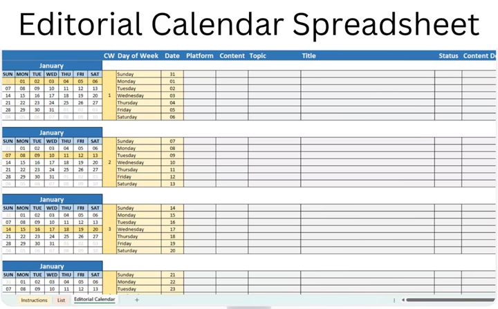 Editorial Calendar